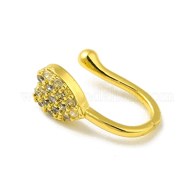 Прозрачная клипса в форме сердца из кубического циркония на кольце в носу&nbsp;LS-AJEW-F059-22G-1