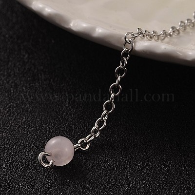 Маятники из латуни платинового цвета с конусом из розового кварца X-MAK-M015-01H-1