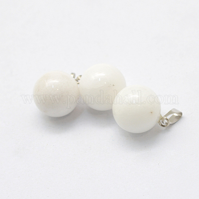 Круглые натуральный белый нефрит подвески G-Q434-11-1