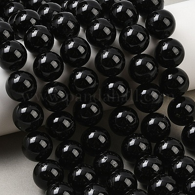 Натуральный черный турмалин бисер нитей&nbsp;G-E444-27-12mm-1