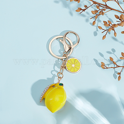 Брелки со стразами из сплава&nbsp;KEYC-WH0053-023G-1-1