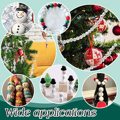 Рождественские печатные деревянные бусины&nbsp;WOOD-PH0003-24-1