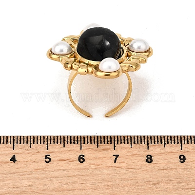 Нержавеющая сталь 304 с натуральными драгоценными камнями и пластиковой имитацией жемчуга&nbsp;LS-RJEW-Z096-02G-03-1