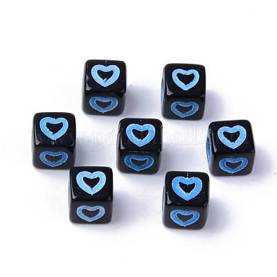 Непрозрачные черные акриловые европейские бусины MACR-S273-51B-02-1