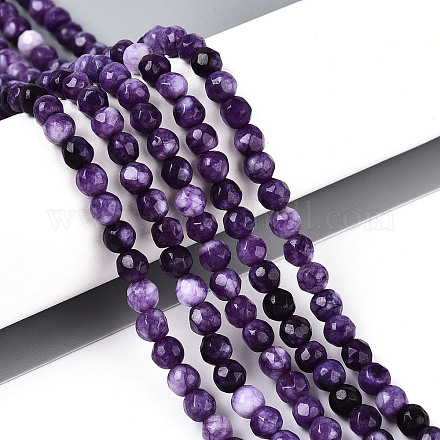 Окрашенные природные белый нефрит бисер пряди G-T139-4mm-60-12-1