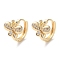 Brass Micro Pave Clear Cubic Zirconia Hoop Earrings, Butterfly, Real 18K Gold Plated, 12.5x13x15.5mm