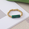 Adjustable Natural Malachite with Stainless Steel Bead Finger Rings, Golden, Inner Diameter: Adjustable