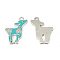 Alloy Enamel Pendants, Lead Free and Cadmium Free, Sika Deer, Platinum Metal Color, Dark Turquoise, 33x19x2mm
