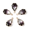5Pcs Transparent Glass Charms, Teardrop, with Golden Brass Findings, Two Tone, Faceted, Coconut Brown, 18x10x5mm, Hole: 2mm