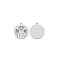 304 Stainless Steel Pendants, Flat Round with Diamond Pattern, Stainless Steel Color, 28x25x1.5mm, Hole: 2mm