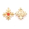 Alloy Pendants, with Resin, Light Gold, Cross, Red, 31x27.7x5.7mm, Hole: 1.6mm