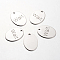 Non-Tarnish Spray Painted 201 Stainless Steel Pendants, Oval with Word Wait, Stainless Steel Color, 30x22x1mm, Hole: 3mm