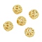 Brass Beads, Hollow Round, Real 18K Gold Plated, 10x9mm, Hole: 2.3mm