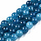 Natural Quartz Beads Strands, Dyed, Round, Steel Blue, 8mm, Hole: 1~1.2mm, about 45~46pcs/strand, 14.76 inch(37.5cm)