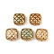304 Stainless Steel Enamel Beads, Square, Ion Plating(IP), Real 18K Gold Plated, Mixed Color, 14x14x7.5mm, Hole: 1.2mm