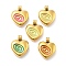 304 Stainless Steel Enamel Pendants, Heart with Vortex Charms, Ion Plating(IP), Real 14K Gold Plated, Mixed Color, 19x15x5mm, Hole: 3.5mm