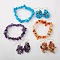 Gemstone Jewelry Sets: Earrings & Bracelets, with Brass Earrings Hooks, Platinum, Natural & Synthetic Mixed Stone, 50mm, 53mm