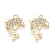Alloy & Crystal Rhinestone Pendants, Dolphin Charms, Light Gold, 25x18x2.5~3mm, Hole: 1.8mm