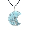 Synthetic Turquoise Crescent Moon Pendant Necklaces, with Copper Wire, 18.90 inch(48cm)
