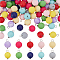 100Pcs 10 Colors Opaque Silicone Pendants, Round, with Platinum Iron Loop, Mixed Color, 23mm, Hole: 3.5mm, 10pcs/color