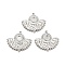 Non-Tarnish 304 Stainless Steel Pendant Cabochon Settings, Fan, Stainless Steel Color, Tray: 4mm, 20x23x2mm, Hole: 1.5mm