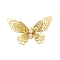 Brass Cabochon, with Rhinestone, Long-Lasting Plated, Nickel Free, Butterfly, Real 18K Gold Plated, 21.5x35.5x4.5mm