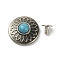 Alloy Decorative Rivets, with Synthetic Turquoise and Iron Screws, for Purse, Bags, Leather Crafts Decoration, Flat Round with Flower Pattern, Light Sky Blue, 20x6.7mm, Hole: 2.5mm