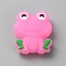 Frog Luminous Food Grade Eco-Friendly Silicone Beads, Glow in the Dark, Hot Pink, 28x24x10mm, Hole: 3mm