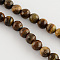 Natural Tiger Eye Round Bead Strands, Faceted, 10mm, Hole: 1mm, about 38pcs/strand, 14.5 inch