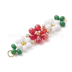 Подвески-коннекторы в виде цветов из стеклянных бусин&nbsp;PALLOY-MZ01150-01