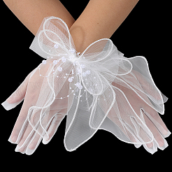 Перчатки невесты из полиэстера и кружева&nbsp;AJEW-WH20120-23D