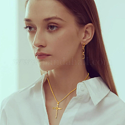 9шт. 9 стиля ожерелья с подвесками-крестами из нержавеющей стали и сплава&nbsp;NJEW-FI0001-21