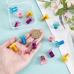 16 шт. 4-цветные колпачки для вентилей шин из смоляного цветка и алюминиевого сплава&nbsp;HJEW-NB00308