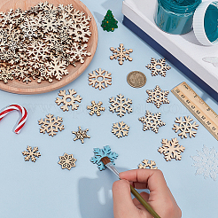 200 шт. необработанные листы со снежинками из дерева на рождественскую тематику&nbsp;FIND-BC0014-53