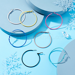 7 пара больших серег-колец Huggie Hoop из нержавеющей стали 201 двух цветов&nbsp;EJEW-DC0001-09