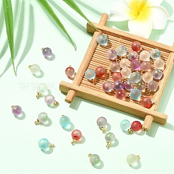 50 шт. 5 цвета прозрачные стеклянные подвески с распылительной росписью&nbsp;GLAA-YW0004-47