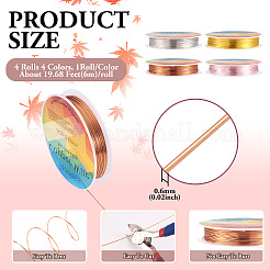 4 рулон двухцветной медной ювелирной проволоки&nbsp;CWIR-TA0001-06