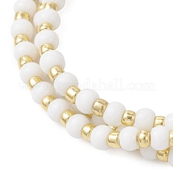 Непрозрачные круглые стеклянные бусины плетеные браслеты из бисера для женщин&nbsp;BJEW-JB12015