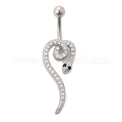 Сплав горный хрусталь змея изогнутая штанга кольца для живота&nbsp;LS-AJEW-R007-03P-02