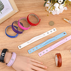 10шт 10 цвета застежка-молния браслет из искусственной кожи&nbsp;BJEW-CL0001-27