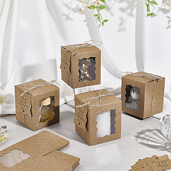 50 шт. складных коробок для хранения свечей из крафт-бумаги с видимым окошком&nbsp;CON-WH0089-175A