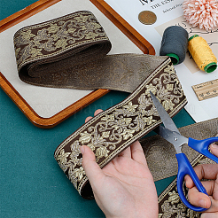 Этническая вышивка полиэстер плоские ленты&nbsp;OCOR-WH0058-98B