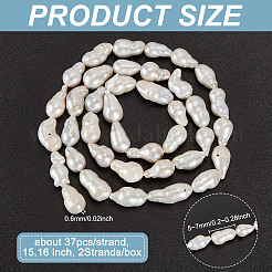 2 нити натурального барочного жемчуга кеши жемчужные бусины нити&nbsp;PEAR-GO0001-12