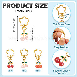 3 шт. подвески из вишневой смолы со стразами и блестящей пудрой&nbsp;HJEW-TAC0092