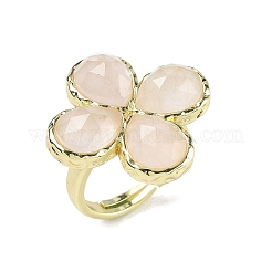 Регулируемые кольца на палец из натурального розового кварца с гранями для женщин&nbsp;RJEW-A092-01G-15