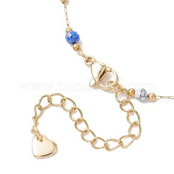 Браслеты ручной работы из бусин из смешанных камней и круглых звеньев из нержавеющей стали 316.&nbsp;BJEW-JB13340