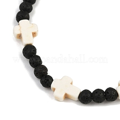 Браслеты из натуральной лавы и синтетической бирюзы для мужчин и женщин&nbsp;BJEW-JB12132-01