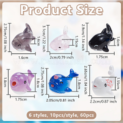 60 шт. 6 стиля морских организмов смоляные фигурки статуэтки для украшения домашнего рабочего стола&nbsp;RESI-OC0001-70