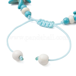 Плетеные браслеты из синтетических бирюзовых бусин с морскими звездами и черепахами для женщин&nbsp;BJEW-JB12130-02