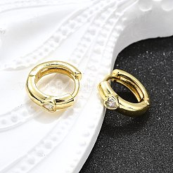 Латунные серьги-кольца из прозрачного кубического циркония&nbsp;EJEW-H157-06G